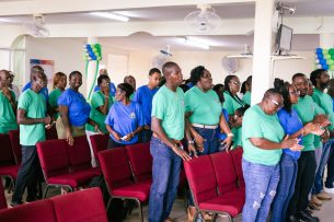 Group of people standing in church