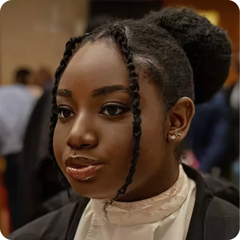 Woman with elegant updo and braids